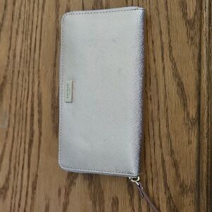 Kate Spade Saffiano Leather Rose Gold Zip Around Wallet